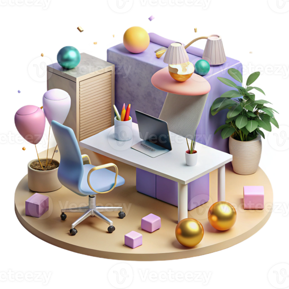 impressive vintage Modern Office Environment Teamwork Spirit Transparent Background high resolution png