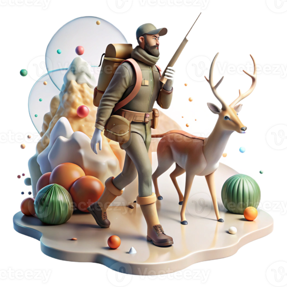 beautiful modern Hunter Tracking Deer in Forest Transparent Element png