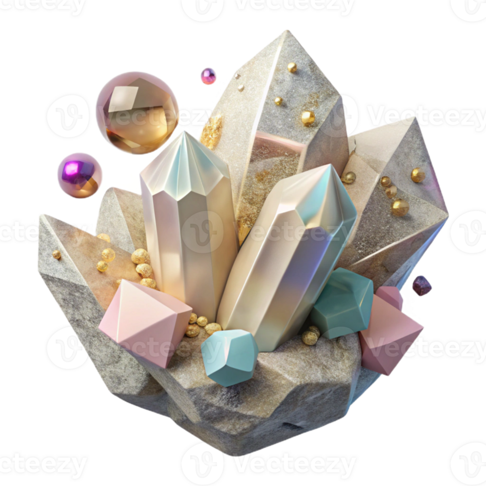 stunning vintage Mineral Rock Quartz Crystal Cutout Element png