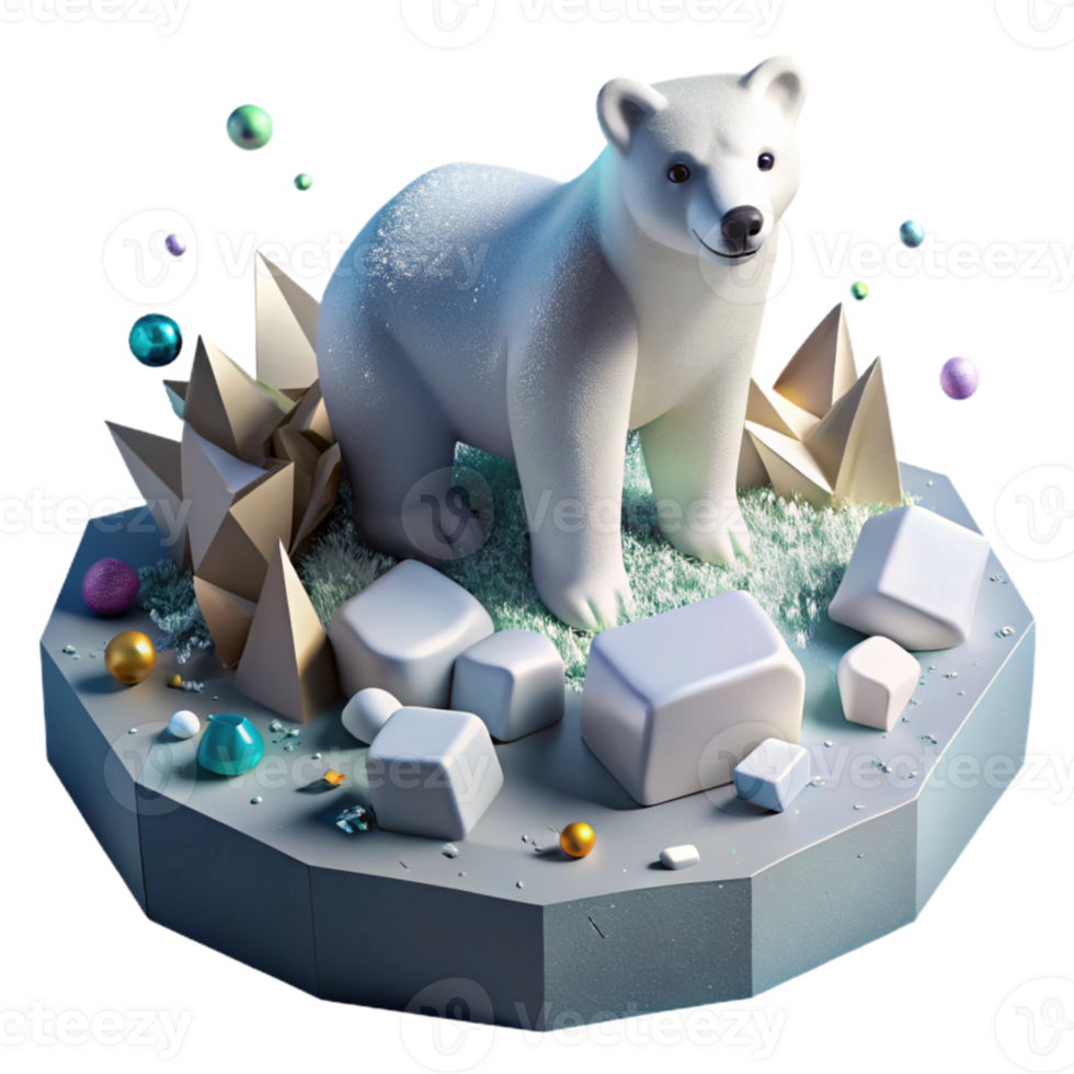 stunning creative Polar Bear on Small Ice Floe Top View Cutout professional png