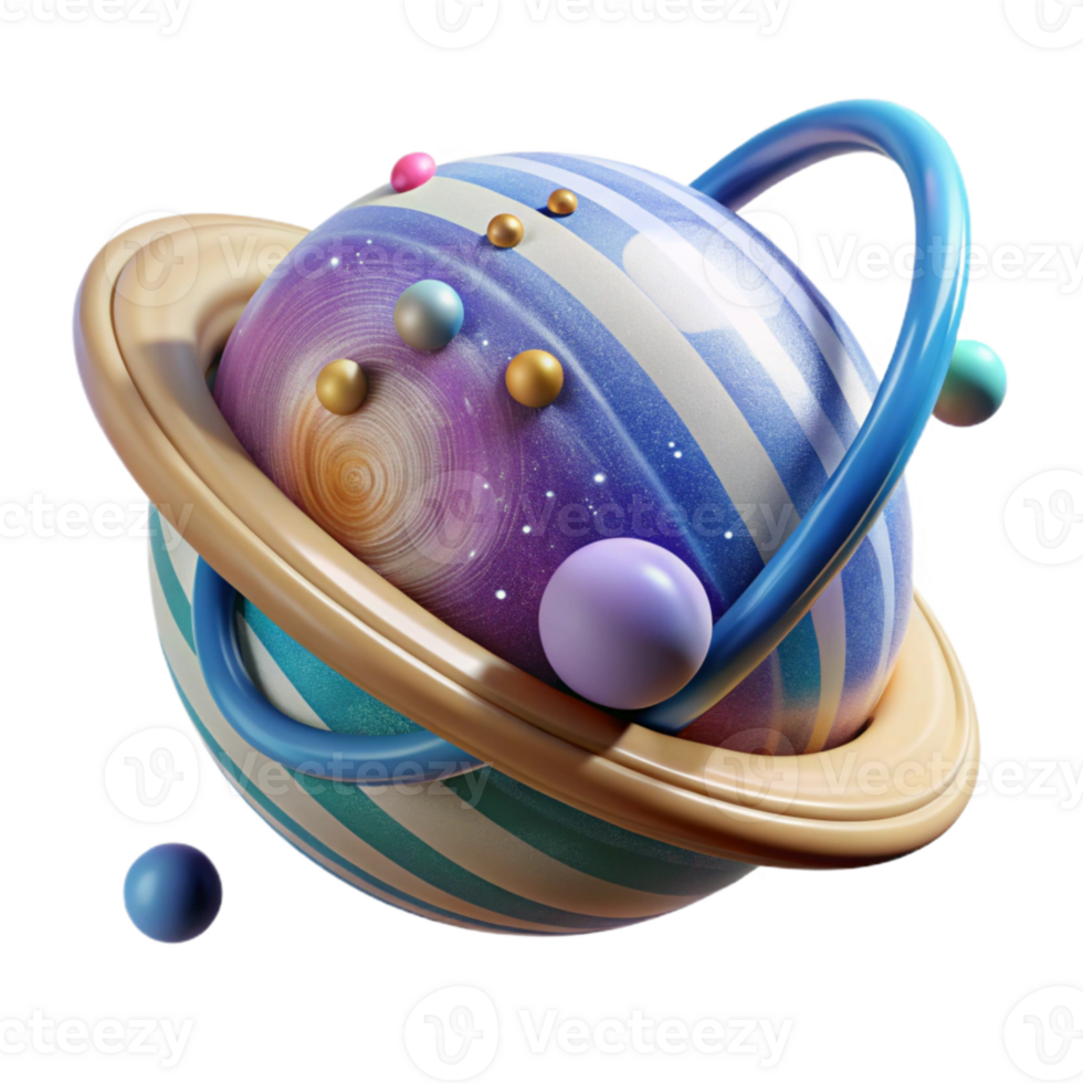 extraordinary rustic Planet with Rings and Moons Isolated genuine png