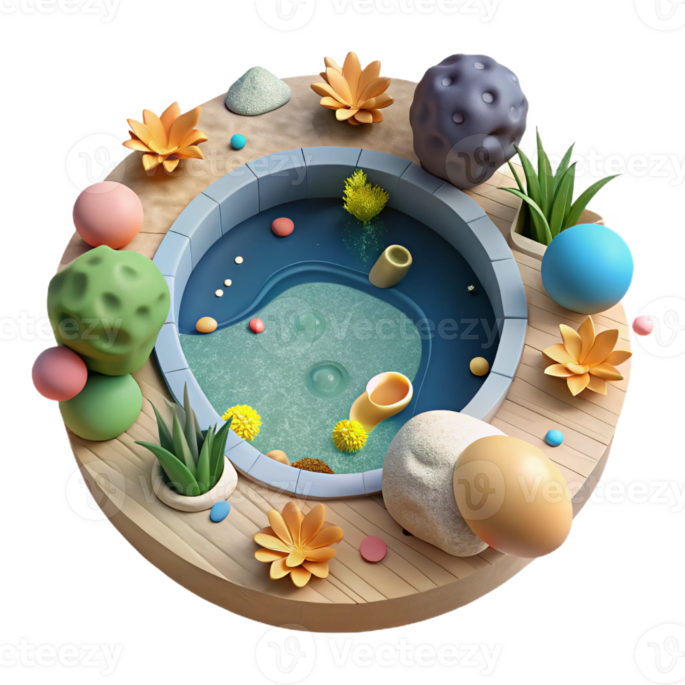 extraordinary creative Pond Life Scene Cutout Top View Isolated premium png