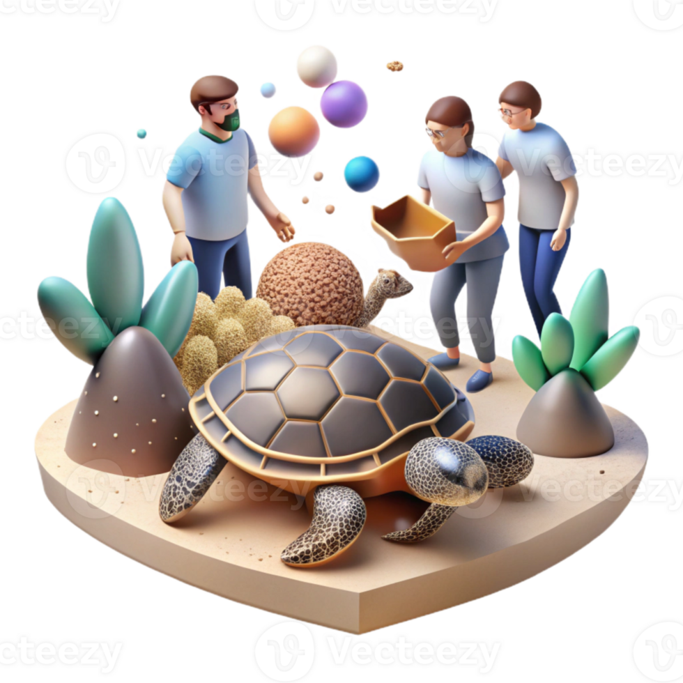 vibrant creative Group of Volunteers Monitoring Turtle Nests Isolated original png