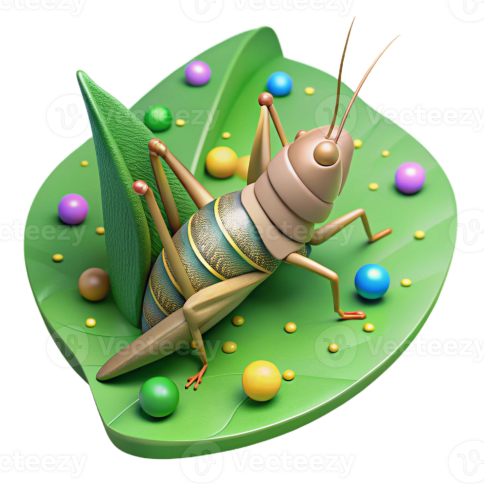 beautiful abstract Grasshopper on Green Leaf Cutout Image high resolution png