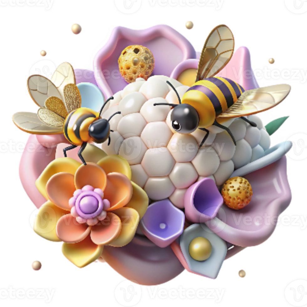 beautiful creative Protecting Pollinators on Farms Transparent Background Bees on Flowers genuine png