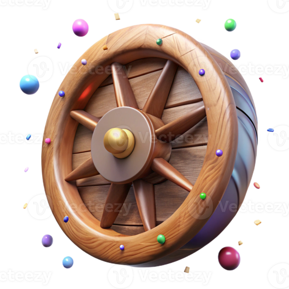 beautiful minimalist Old Wooden Wheel with Iron Rim Isolated Element exclusive png