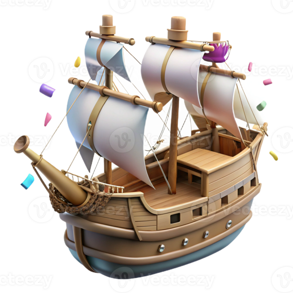 vibrant rustic Historic Ship Model Isolated Transparent Background professional png
