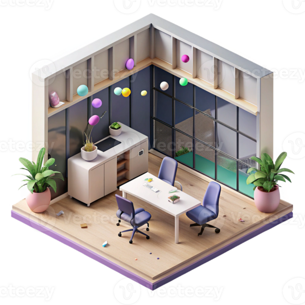 beautiful abstract Modern Office Building Interior Isometric View Cutout high quality png