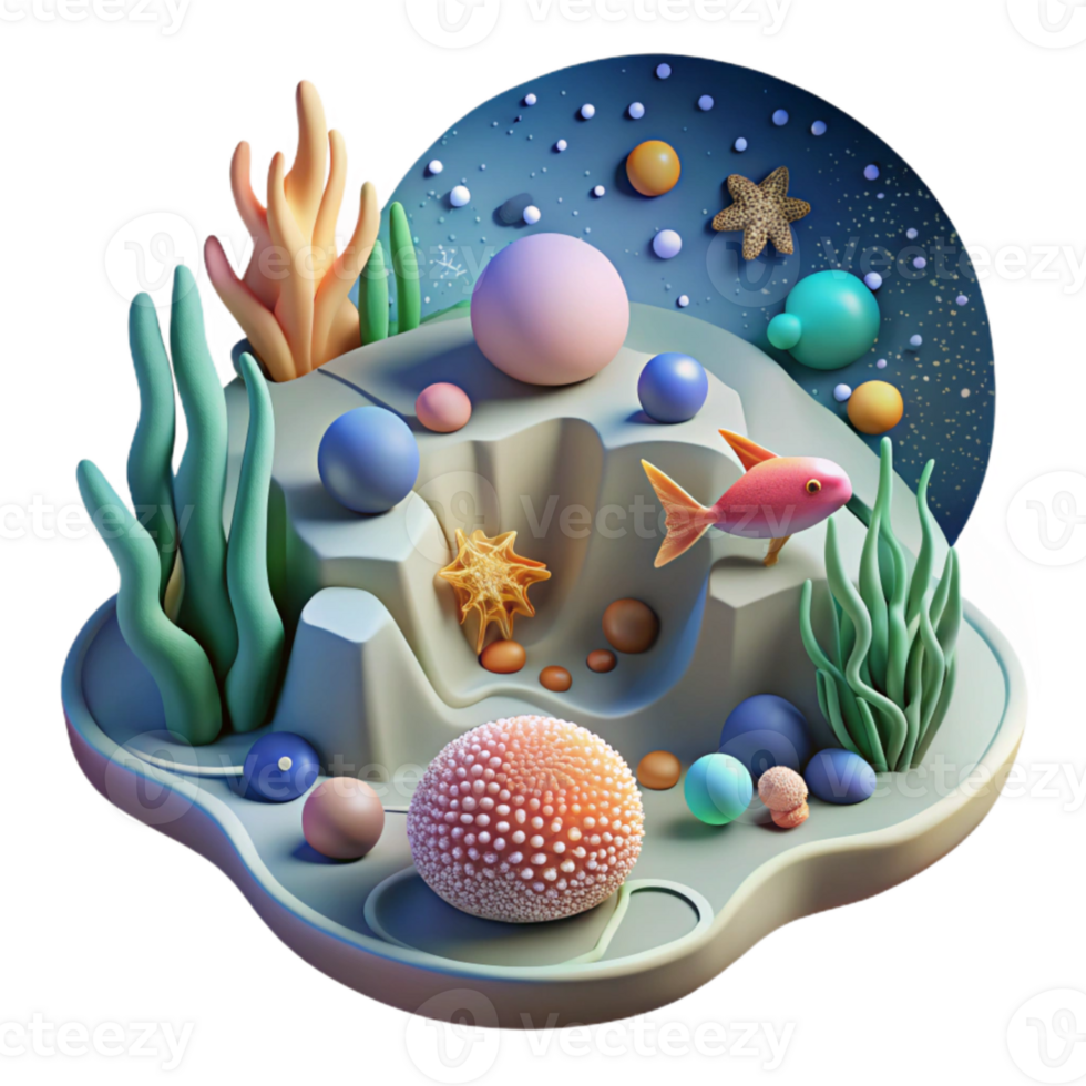 serene artistic Microscopic Aquatic Life Cutout with Brightfield Illumination authentic png