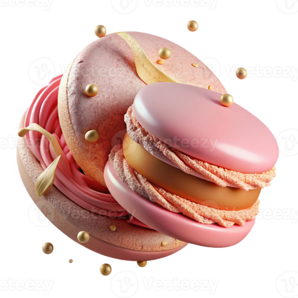 wonderful rustic Pastel Pink Macaron Sweet Treat Isolated Image premium png