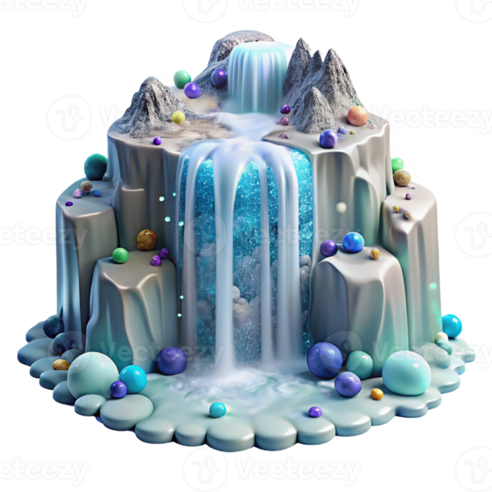 magnificent vintage Icy Waterfall Transparent Background high quality png