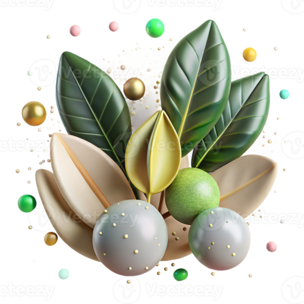 vibrant rustic Mangrove Leaves and Seeds Isolated Element original png