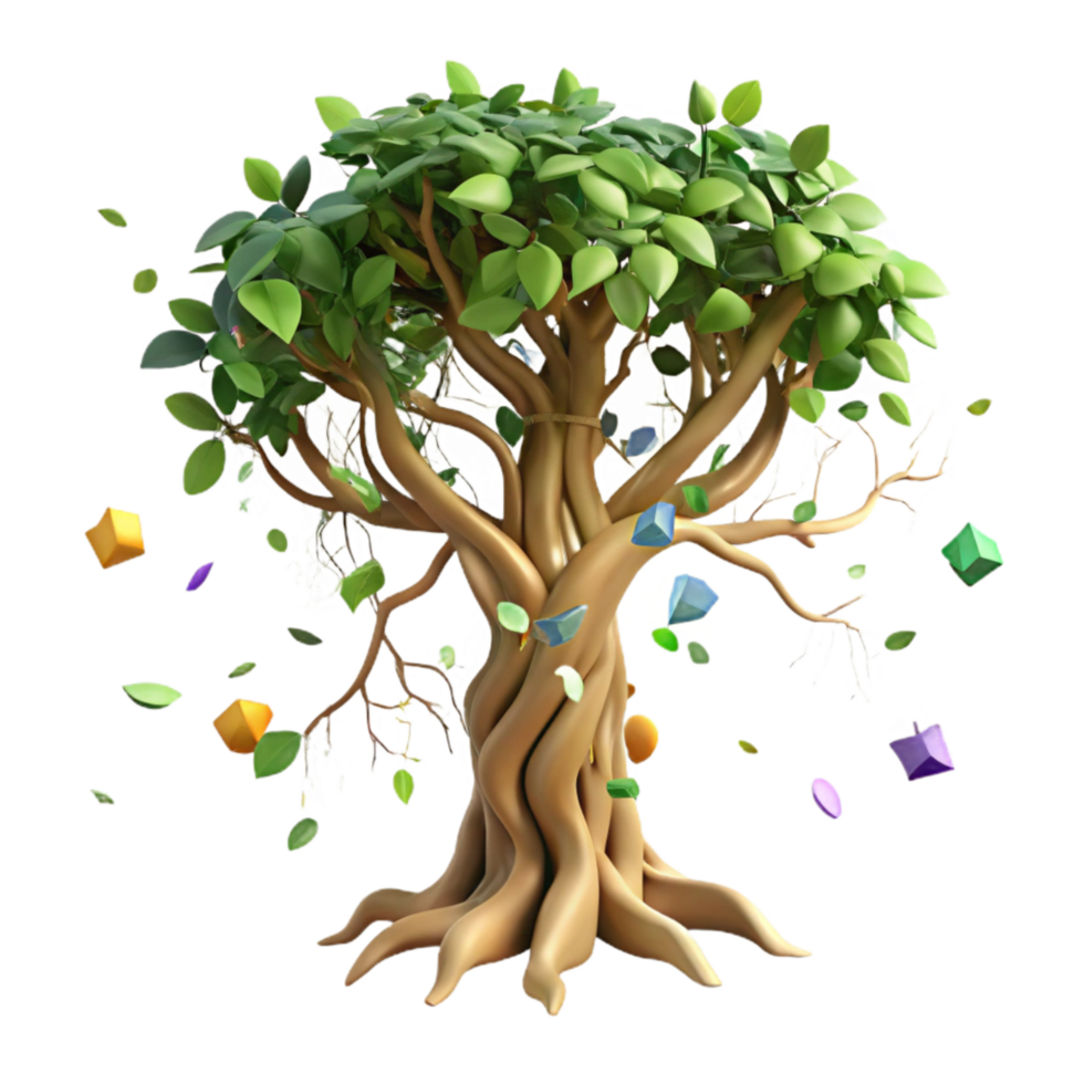 vibrant minimalist Kudzu Vine Smothering Tree Cutout on Transparent Background high resolution png