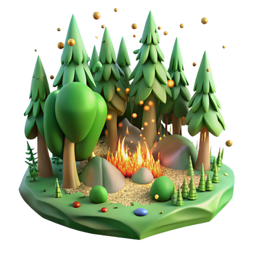 elegant abstract Green Forest Regrowth After Fire Isolated exclusive png