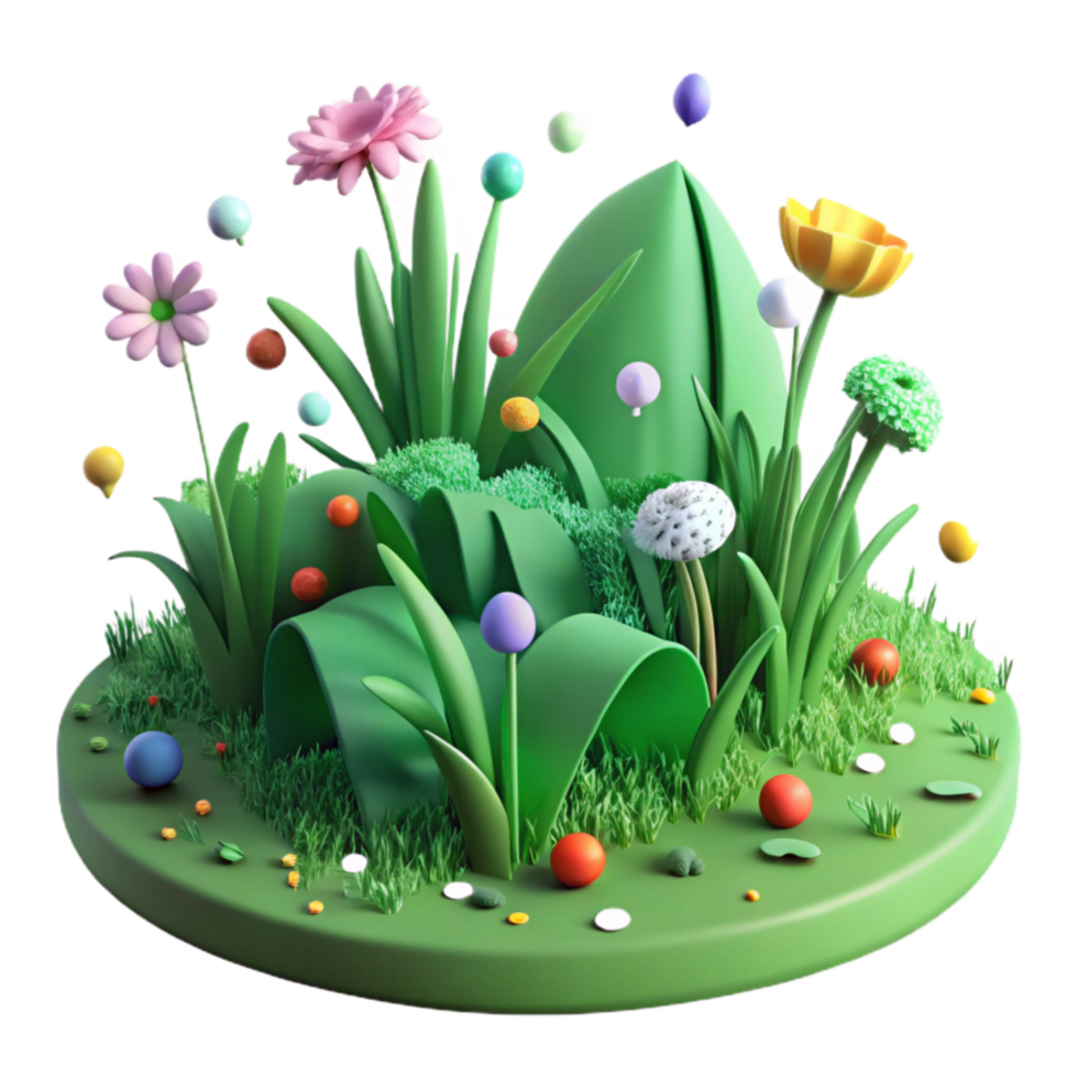 magnificent modern Green Meadow with Wildflowers Transparent Background high resolution png