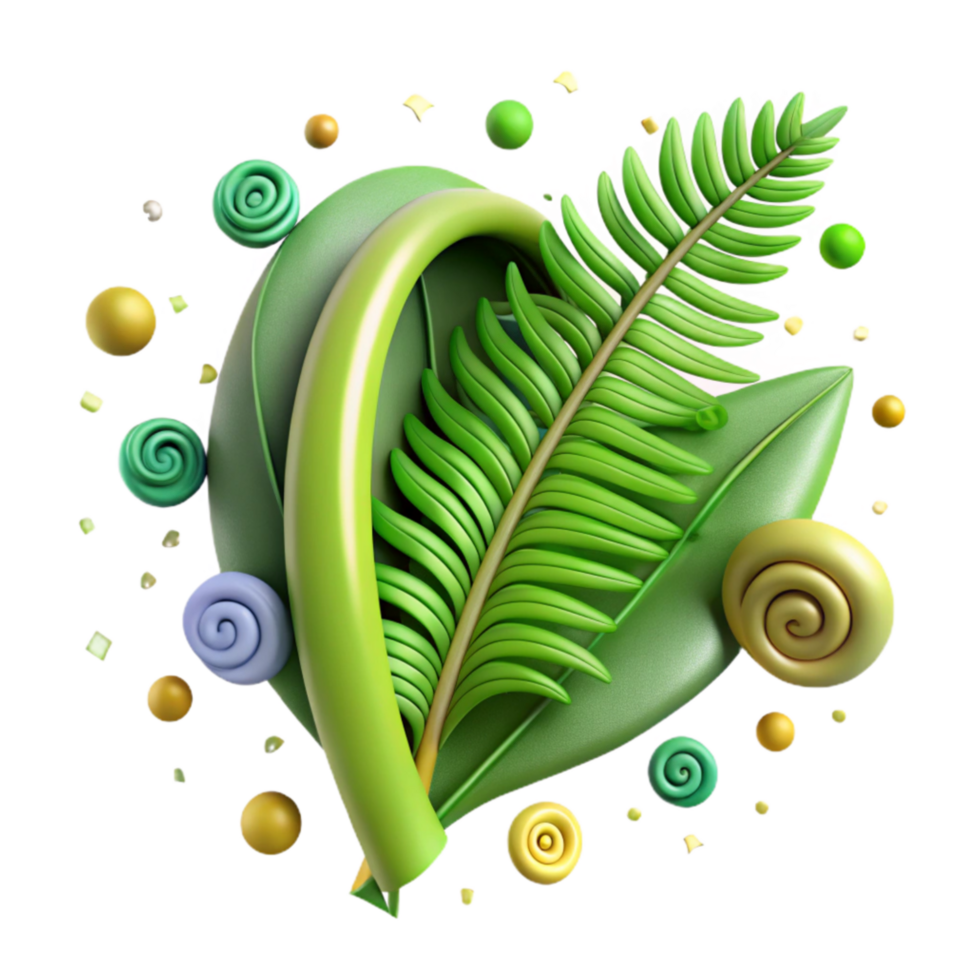 wonderful traditional Green Fern Frond Unfurling Isolated authentic png