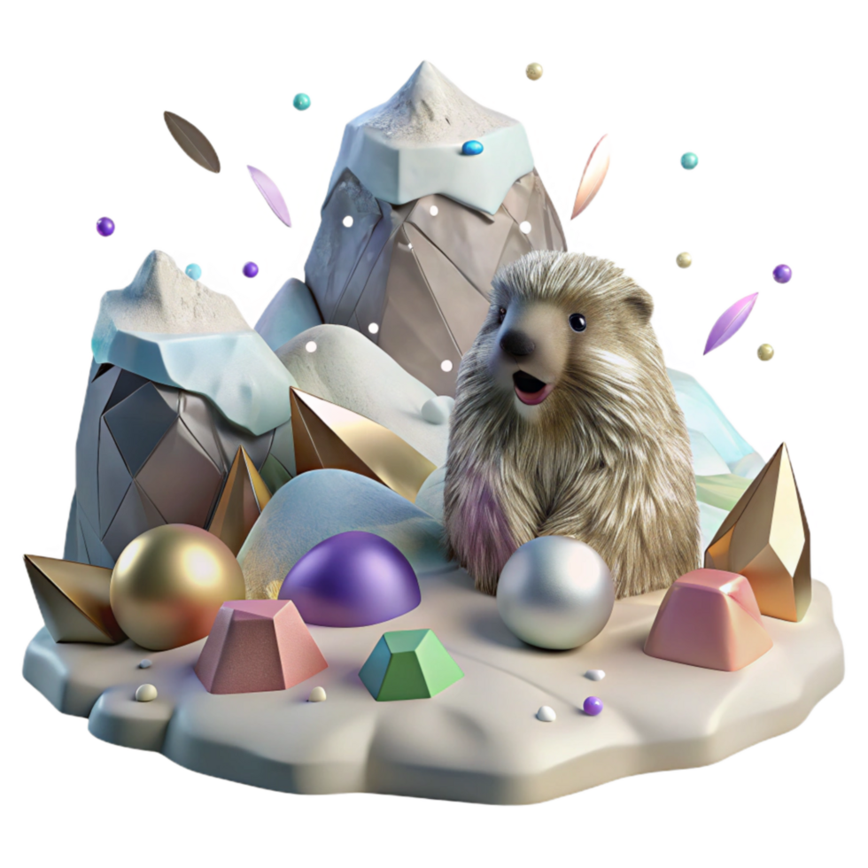 elegant modern Melting Snow and Marmot Transparent Background detailed png