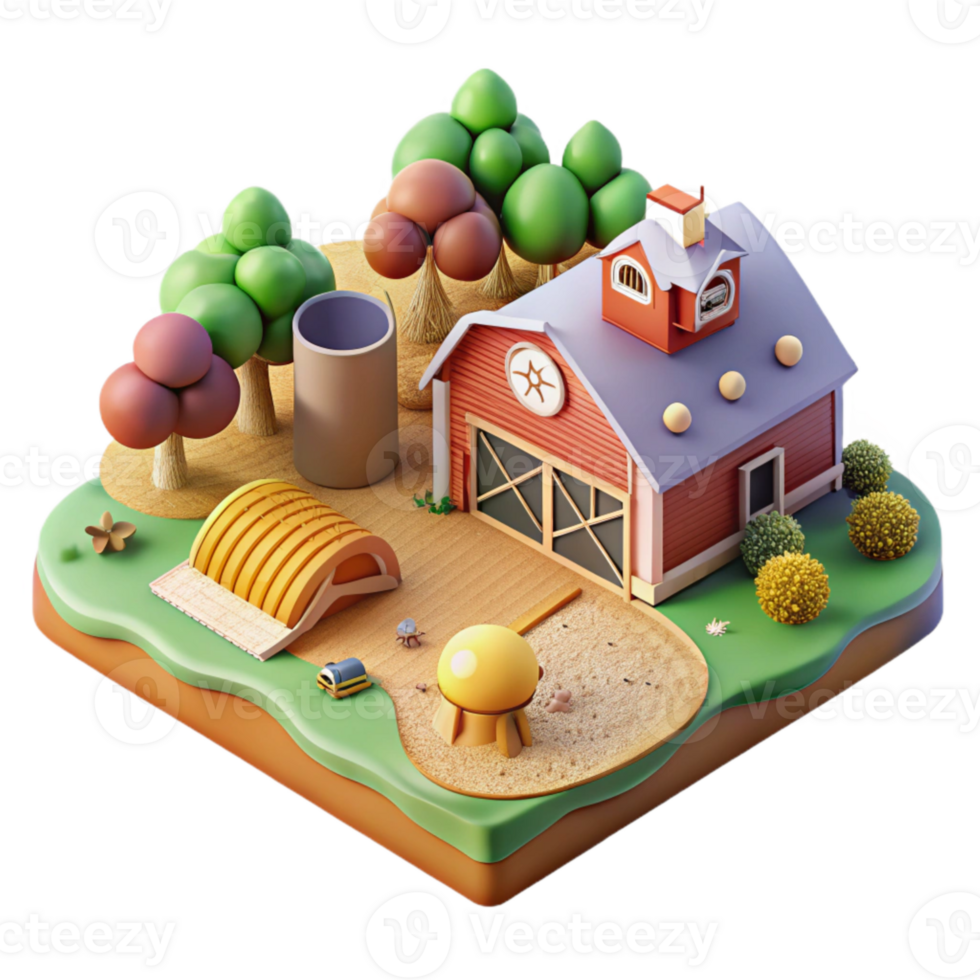 extraordinary classic High Angle View Farm with Designated Wildlife Area Isolated premium png