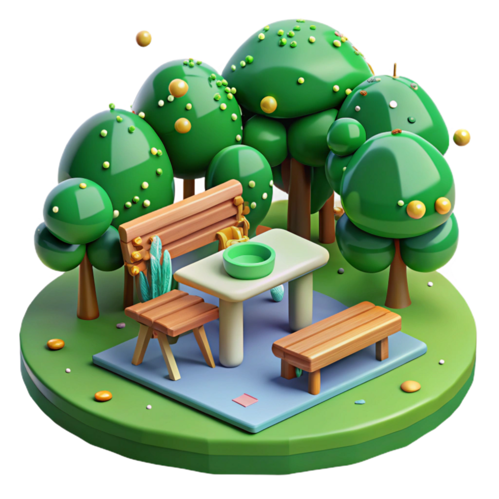 elegant minimalist Green City Park with People Relaxing Cutout detailed png