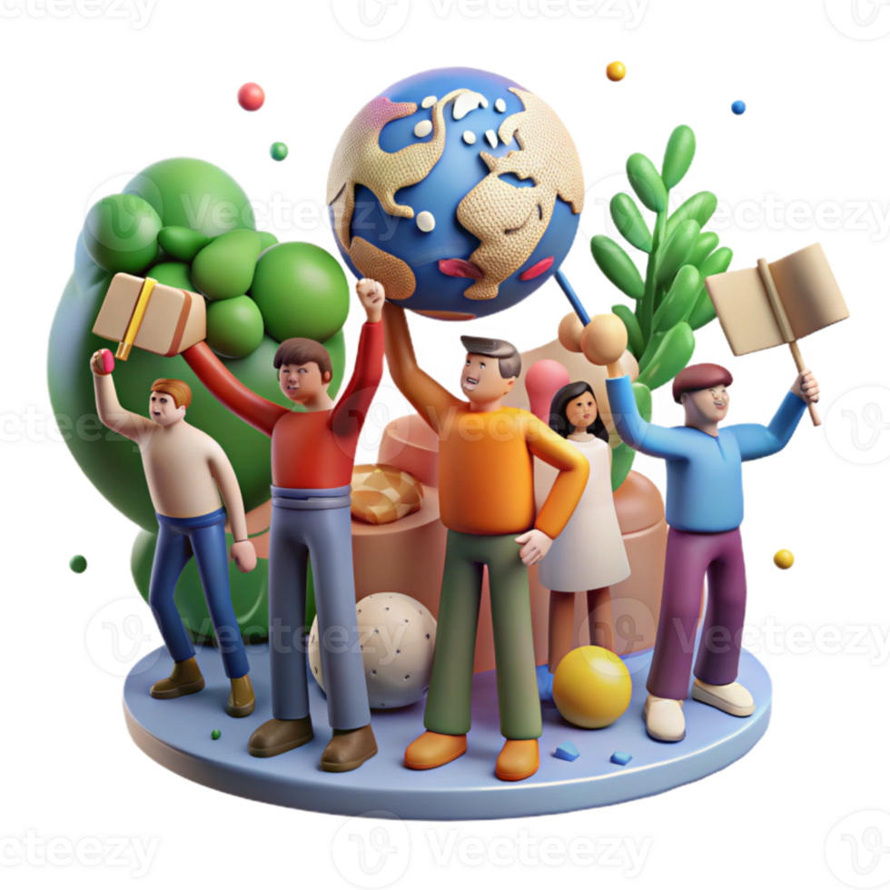 wonderful minimalist Group of People Protesting Climate Change Transparent Background high quality png