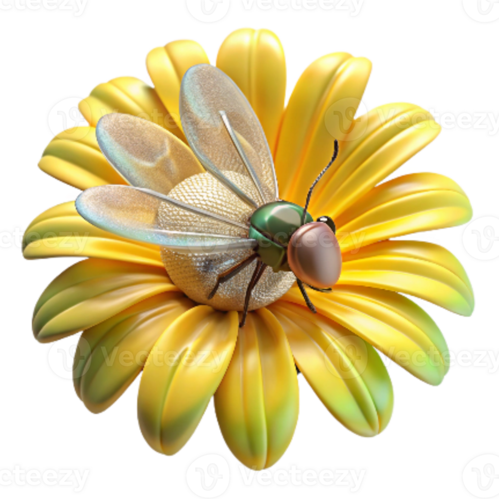 vibrant modern Pollinating Insect on Yellow Blossom Transparent detailed png