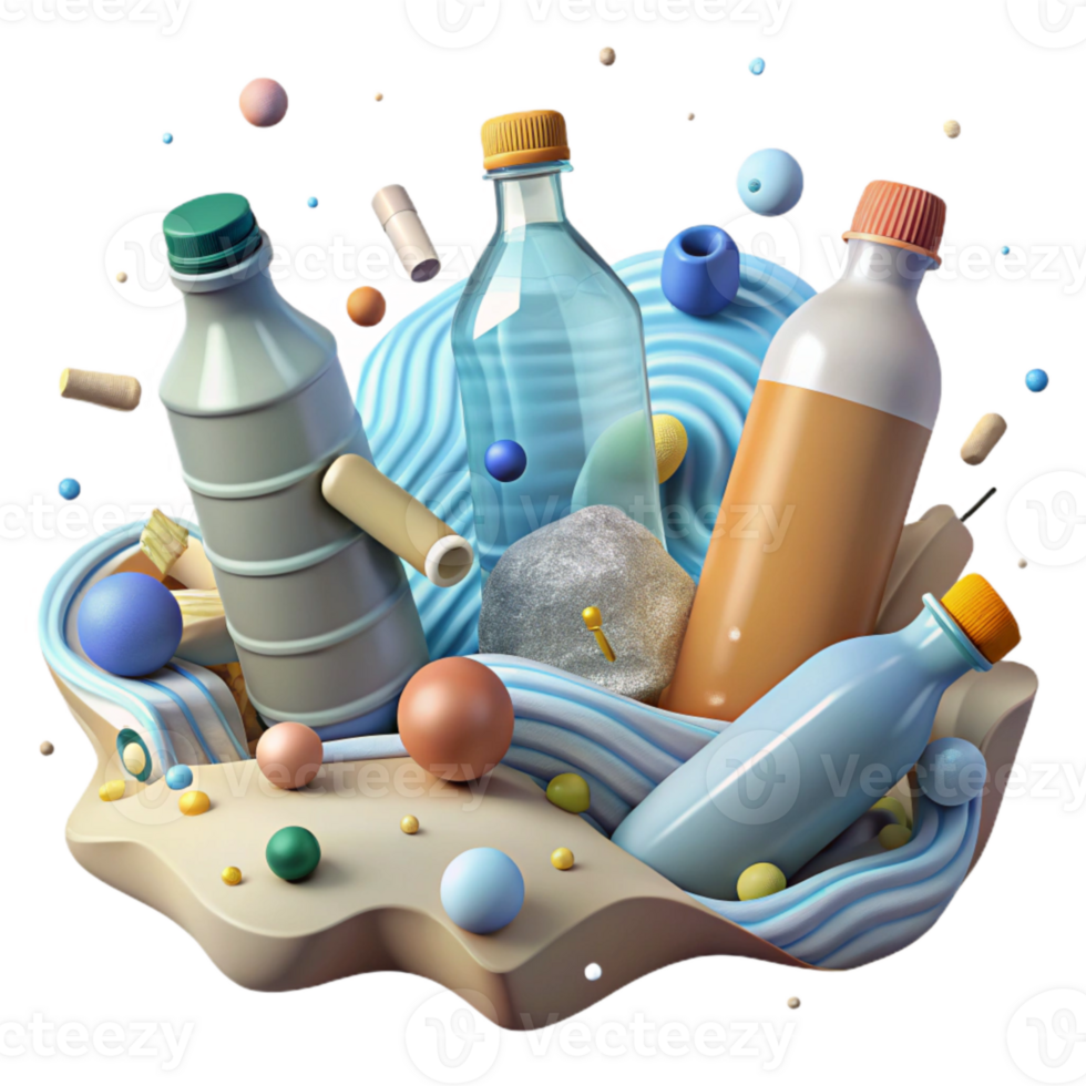 stunning modern Plastic Bottles Washed Ashore Cutout Pollution Problem detailed png