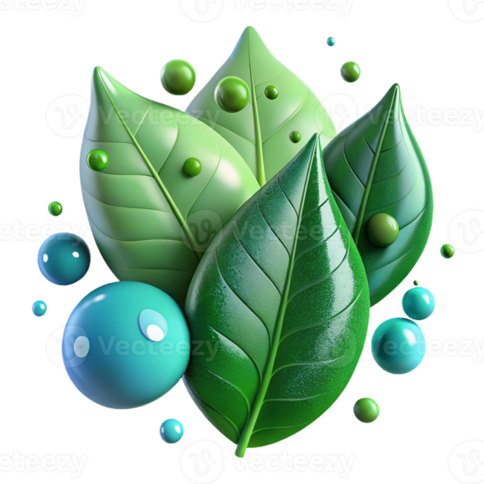 extraordinary rustic Green Leaves Raindrops Macro Photography Isolated exclusive png