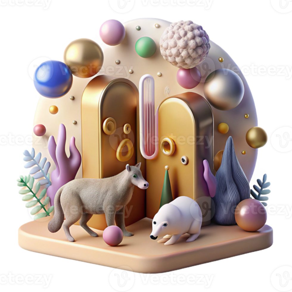 magnificent vintage Hibernating Animals and Rising Temperatures Isolated Bright Background high resolution png
