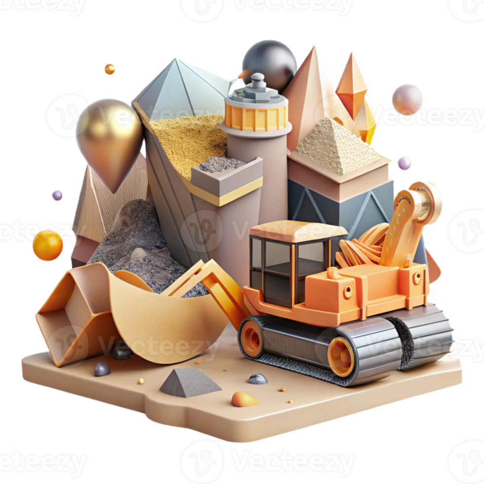 wonderful rustic Heavy Machinery Mining Habitat Destruction Isolated Element Front View genuine png