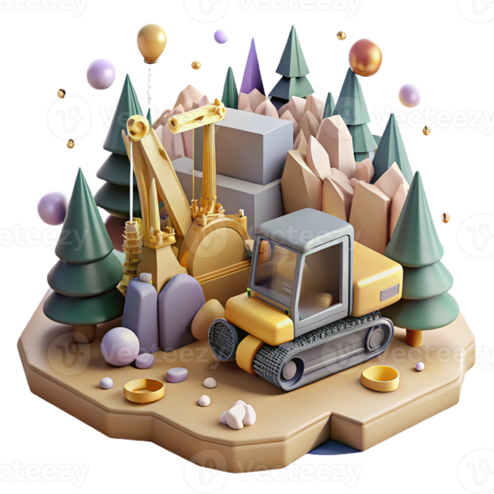 magnificent vintage Heavy Machinery Forest Clearing Mining Cutout Clear Focus high resolution png