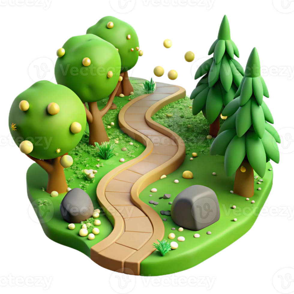 dramatic modern Green Forest Path Top View Cutout Element high resolution png