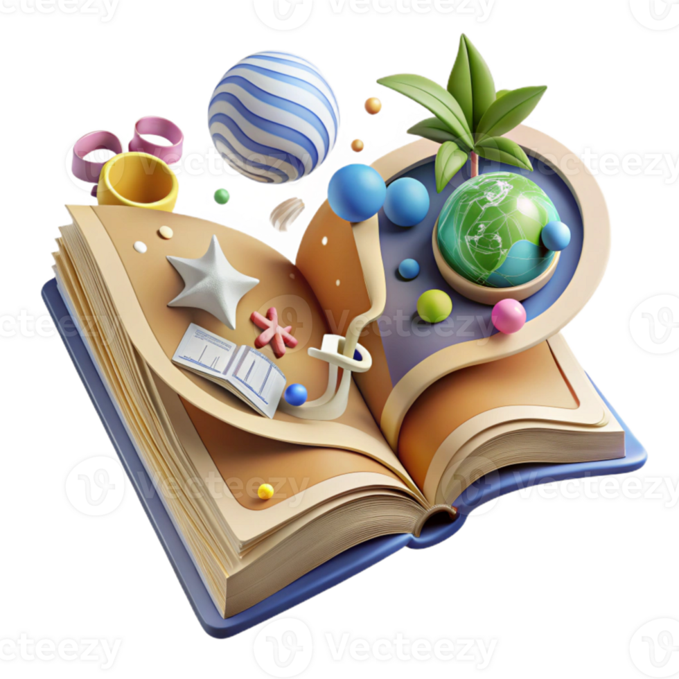 elegant rustic Open Book with Environmental Information Cutout original png