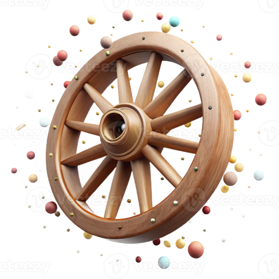 vibrant abstract Old Wagon Wheel Cutout Isolated with Metal Rim png