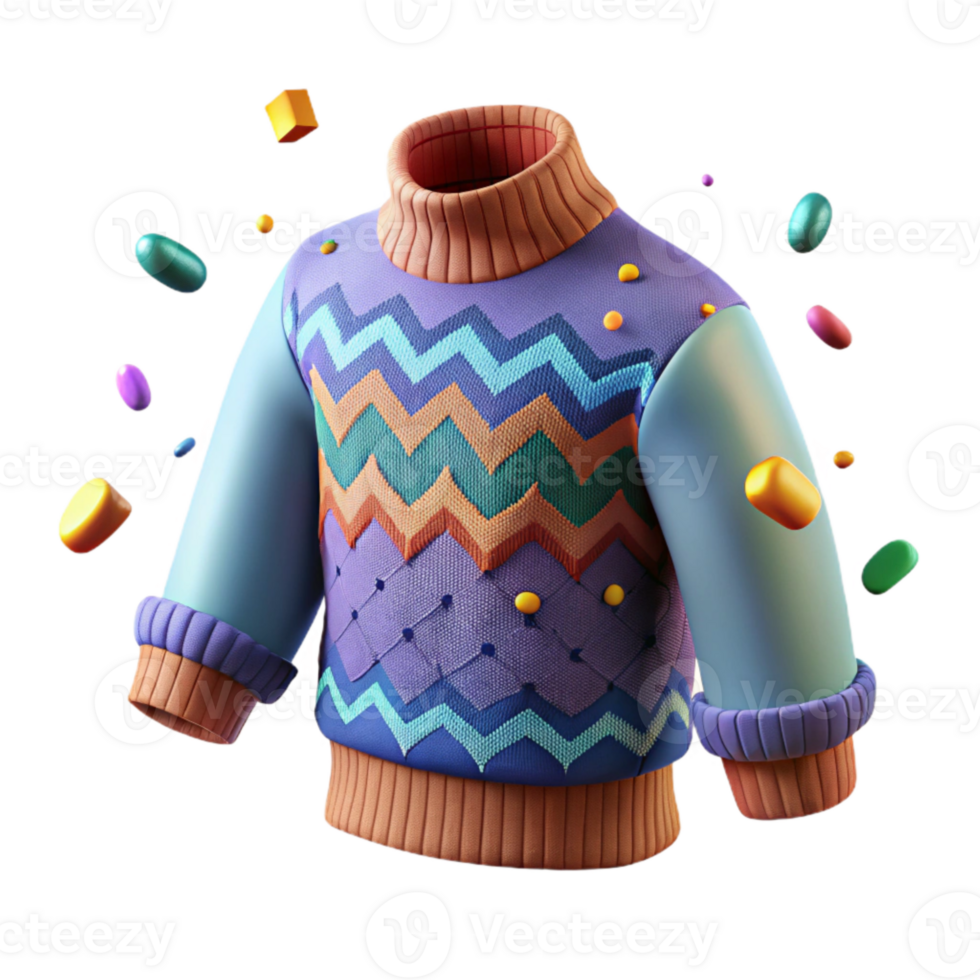 vibrant artistic Icelandic Lopapeysa Sweater with Traditional Design Cutout high quality png