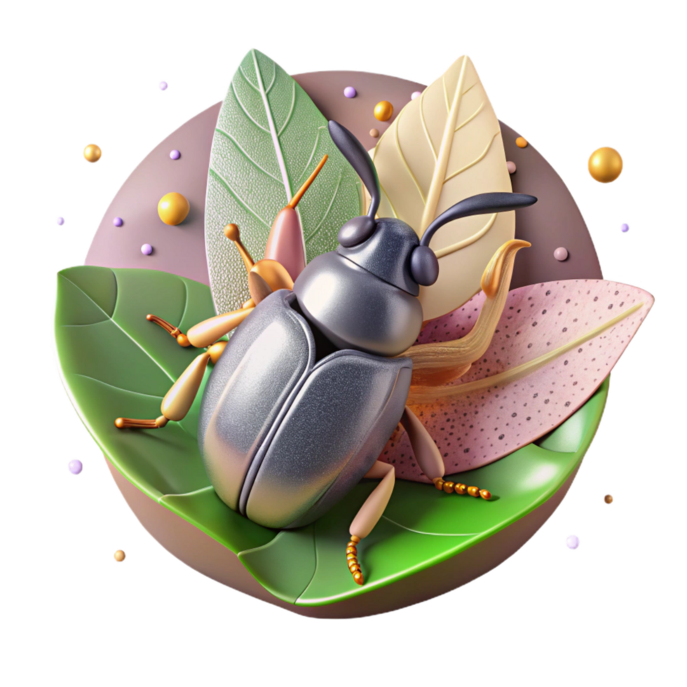 dramatic rustic Invasive Beetle Destroying Leaf Detailed Cutout Isolated detailed png