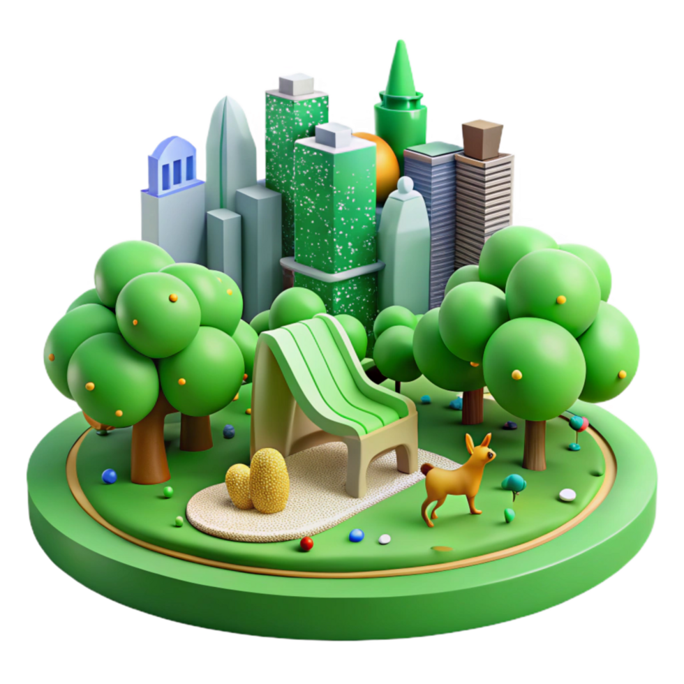 serene classic Green City Park with People Relaxing Cutout detailed png