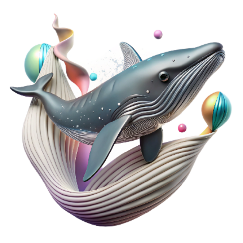 vibrant rustic Minke Whale Surfacing with Sonar Waves Isolated professional png