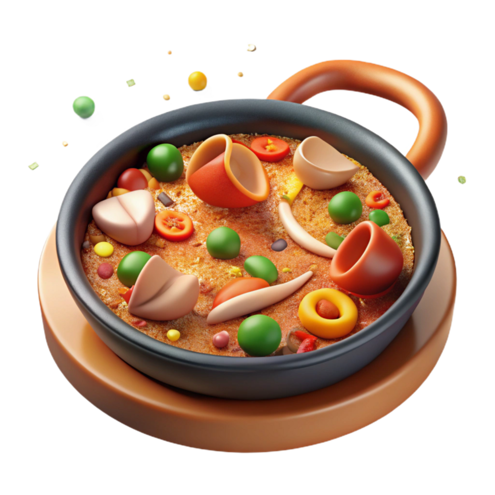 stunning minimalist Paella Cutout Spanish Dish detailed png