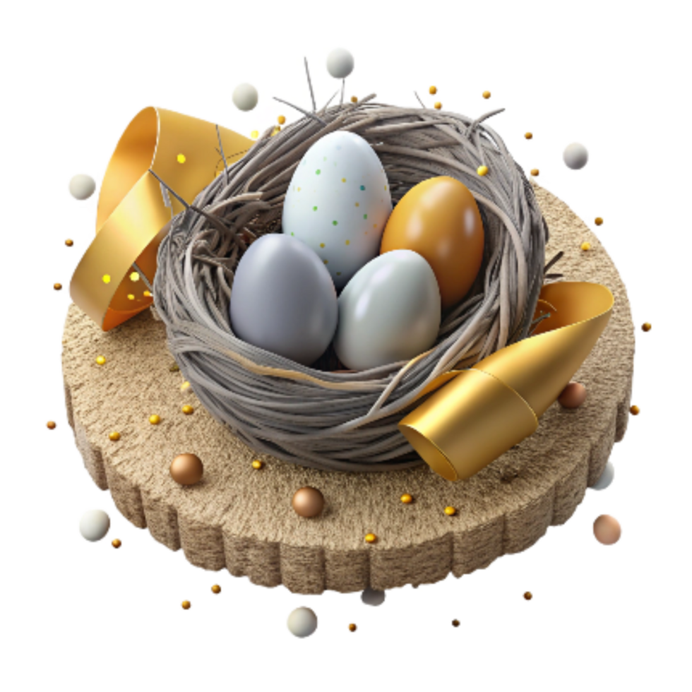 dramatic artistic Native Bird Nest with Eggs Cutout Element authentic png