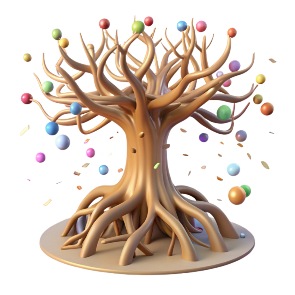 elegant abstract Mangrove Tree with Complex Root System Transparent Background professional png