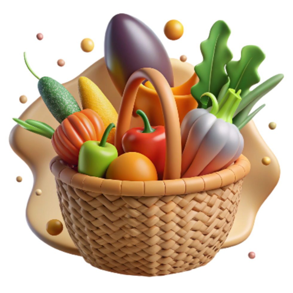 wonderful modern Organic Vegetables in Basket Cutout genuine png