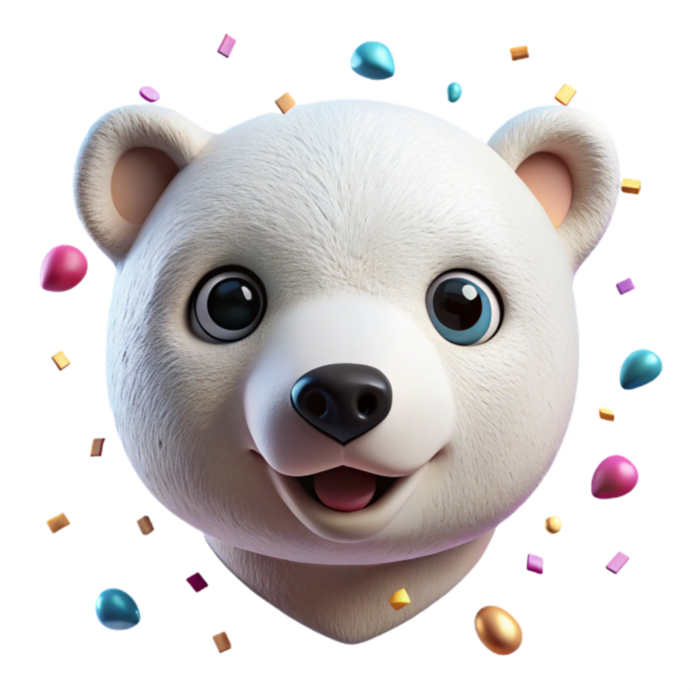 dramatic artistic Polar Bear Cub Face Close Up Isolated high quality png