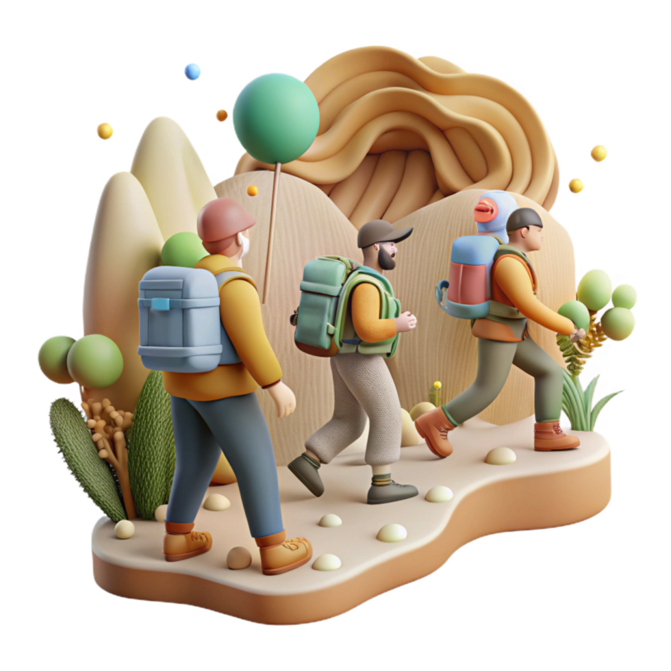 stunning contemporary Group Hiking Nature Trail Cutout premium png