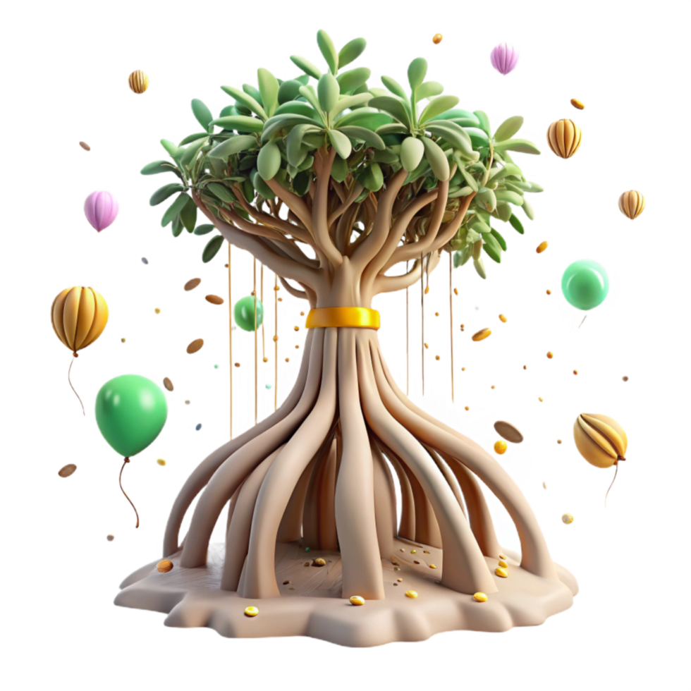 dramatic classic Mangrove Tree with Aerial Roots Isolated Element png