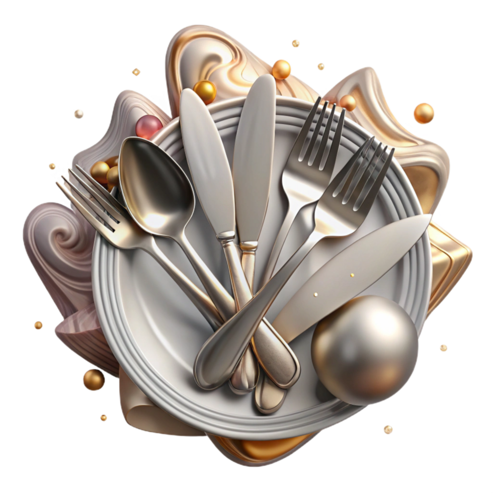 vibrant vintage Old Silverware Transparent Background with Engraved Design high quality png