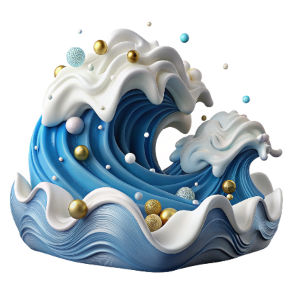 elegant contemporary Ocean Waves with Whitecaps Isolated premium png