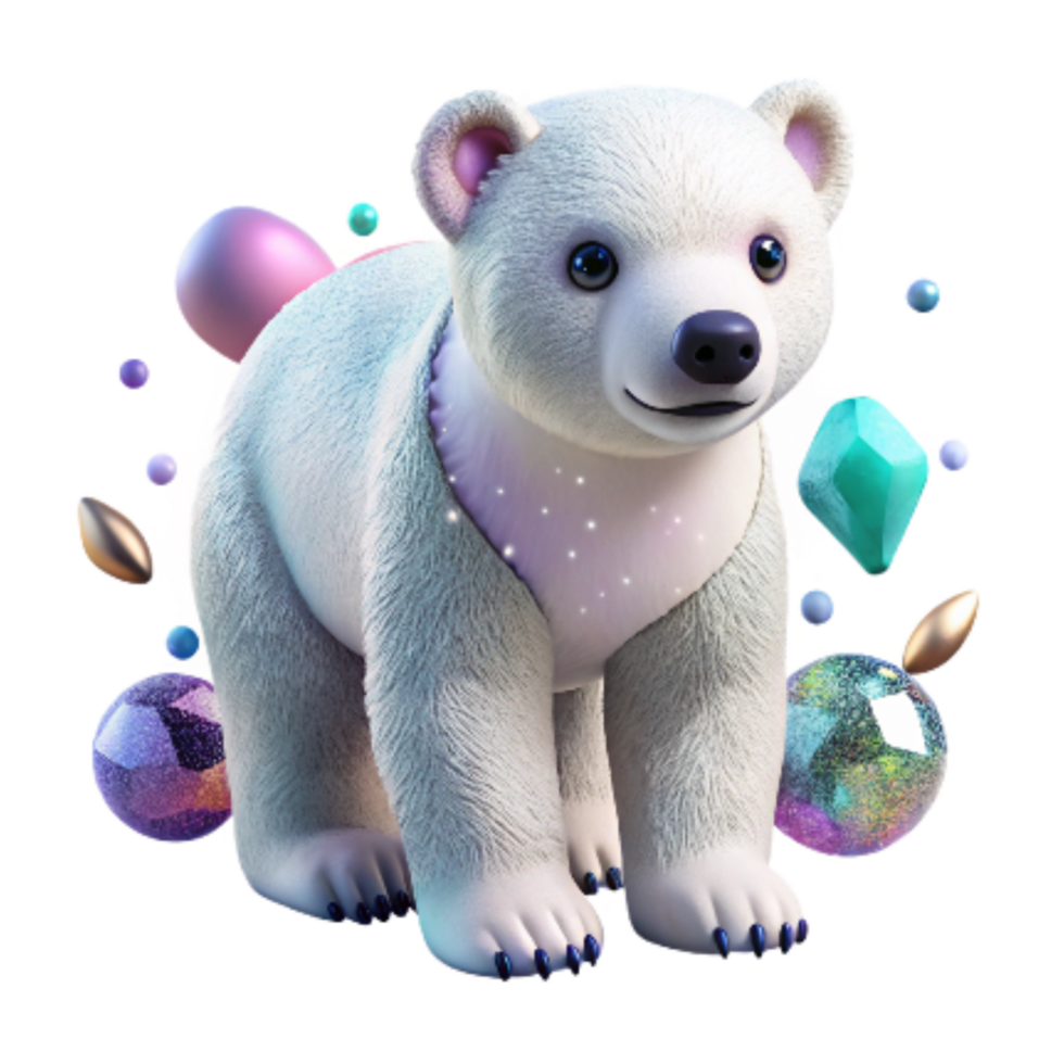 vibrant rustic Polar Bear Cub Isolated on White Background detailed png