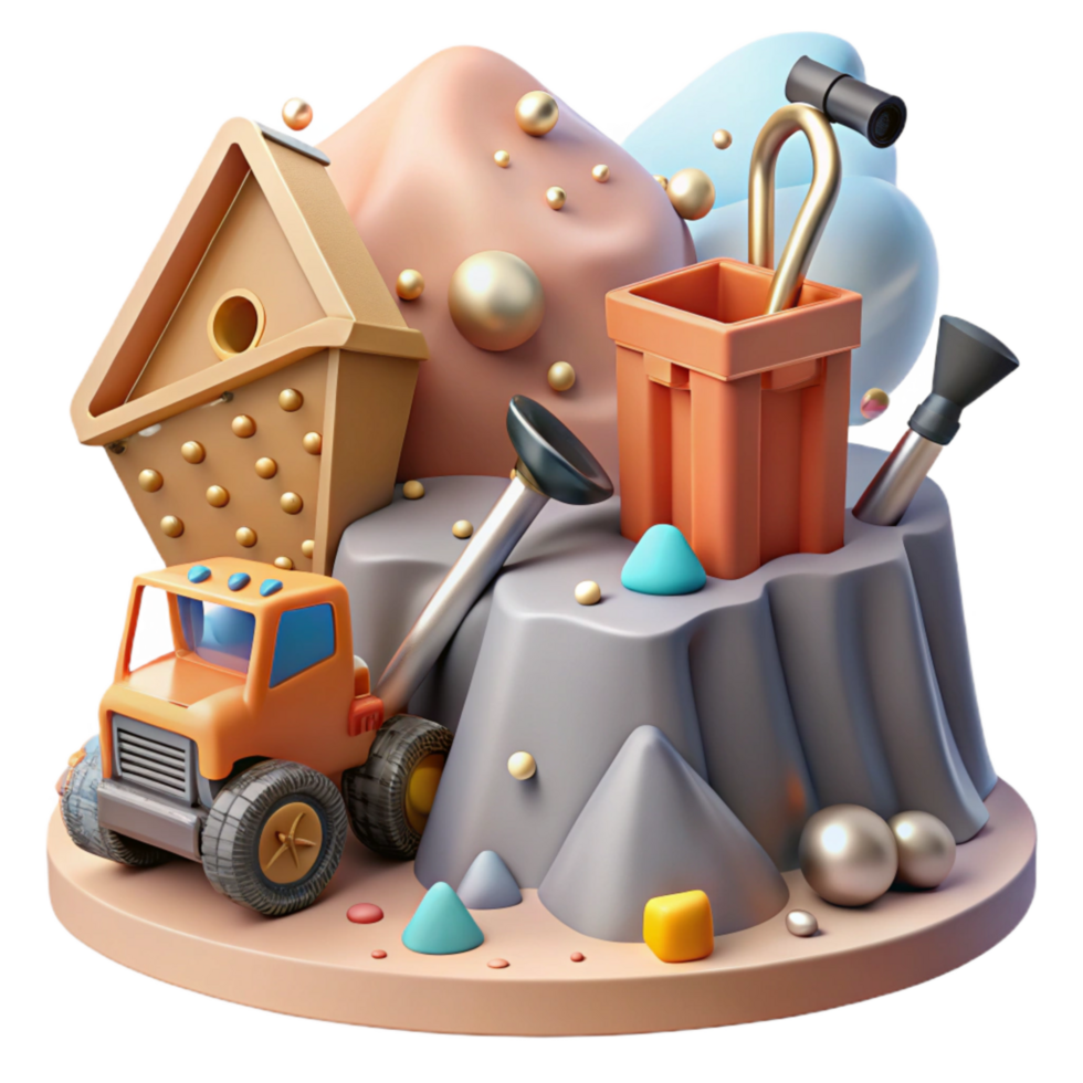 extraordinary creative Mining Equipment Habitat Fragmentation Isolated Element Realistic Depiction premium png