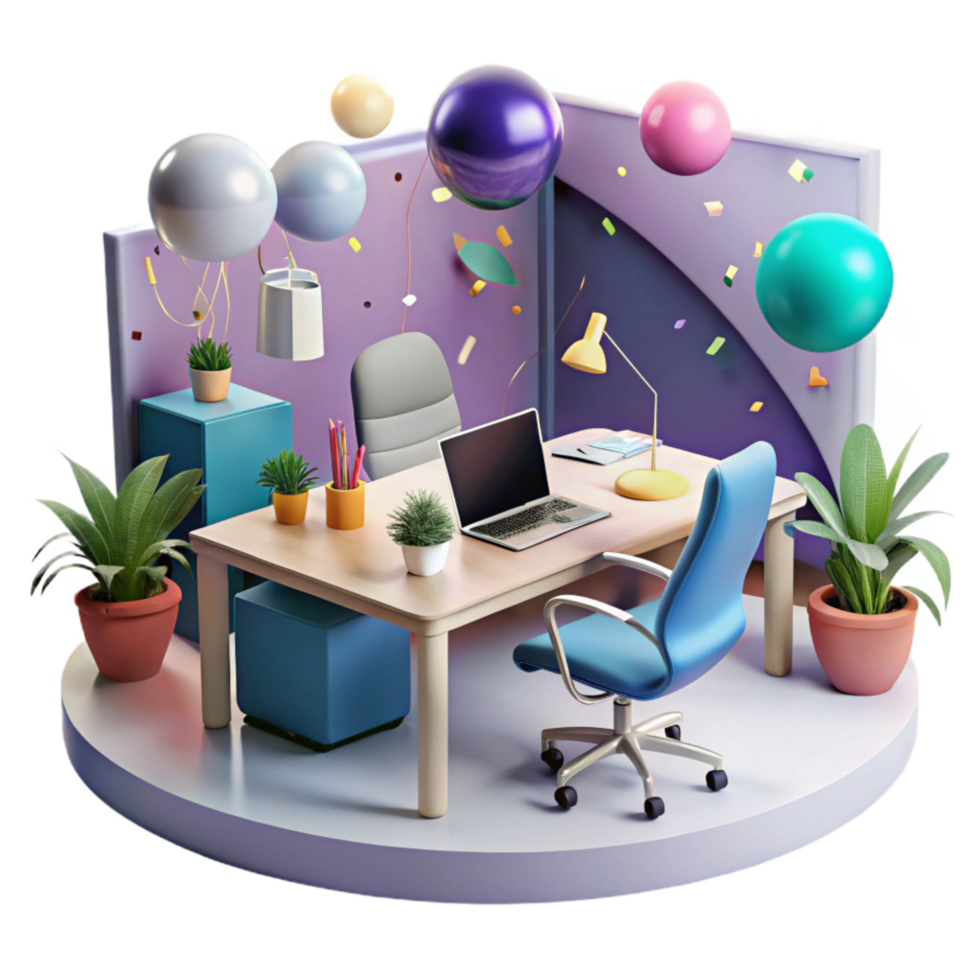 impressive minimalist Modern Office Interior Teamwork Atmosphere Transparent Background professional png