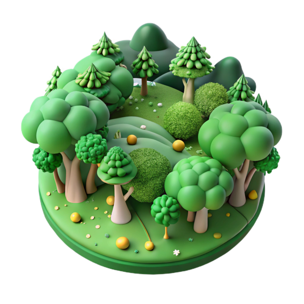 wonderful rustic Lush Green Forest Top View Isolated on Transparent Background premium png